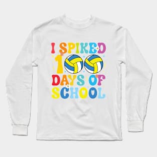 I Spiked 100 Days of School Volleyball Retro Teacher Student Long Sleeve T-Shirt